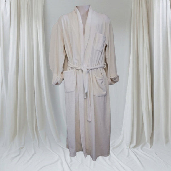 Bathrobe Robe Thick Dressing Coat Cream Belted France Size Small - Picture 1 of 11